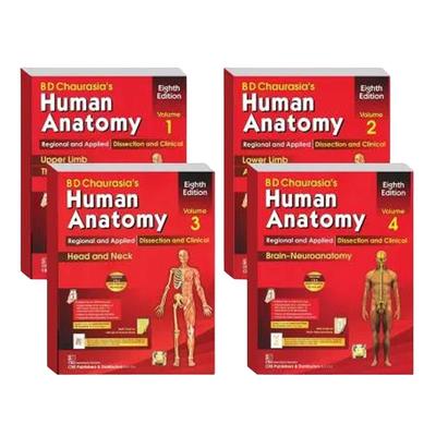 Set Of 4 Books - Bd Chaurasia Human Anatomy – Volume 1,2,3 & 4 - 8Th Edition