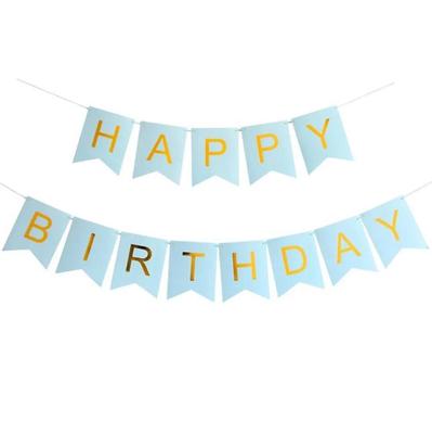 Happy Birthday Banner In Blue & Gold