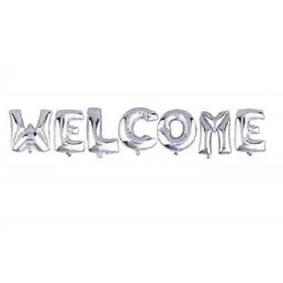 WELCOME Alphabets Foil Balloons- Grey
