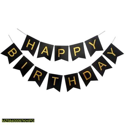 Happy Birthday Banner In Black & Gold