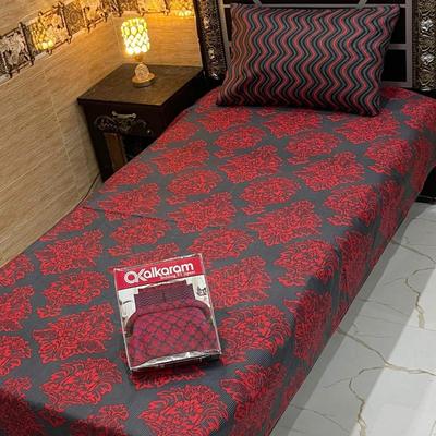 Stylish Cotton Salonica Printed Single Bedsheet Set - 4 Pcs