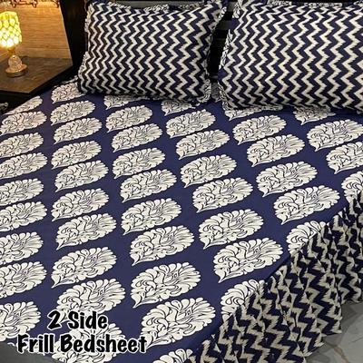 3 Pcs Cotton Salonica Frill Double Bedsheet