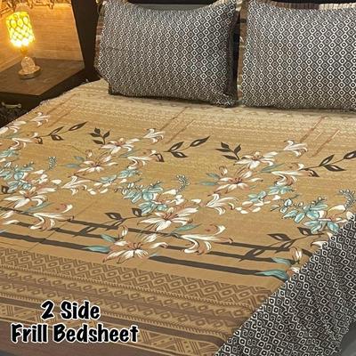 3 Pcs Cotton Salonica Frill Double Bedsheet