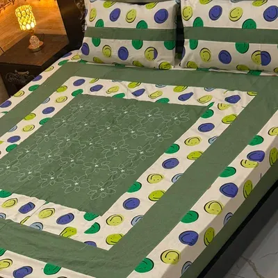 3 Pcs Cotton Patchwork Double Bedsheet thumbnail 1