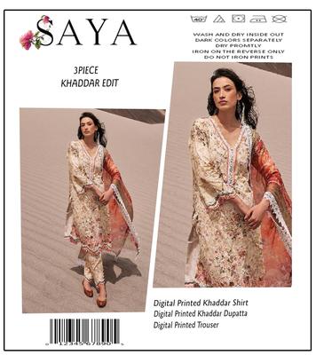 3 Pcs Women's Unstitched Khaddar Digital Print Suit