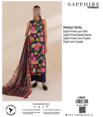 3 Pcs Women's Unstitched Digital Print Suit