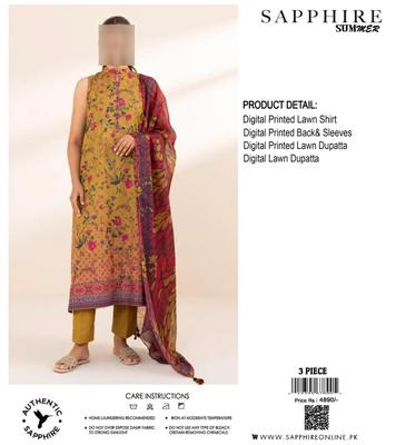 3 Pcs Women's Unstitched Digital Print Suit