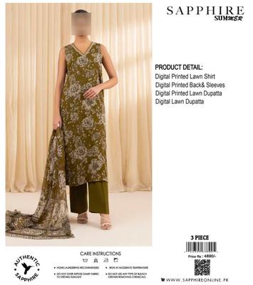 3 Pcs Women's Unstitched Digital Print Suit