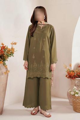 3 Pcs Women's Unstitched Chikankari Embroidered Suit