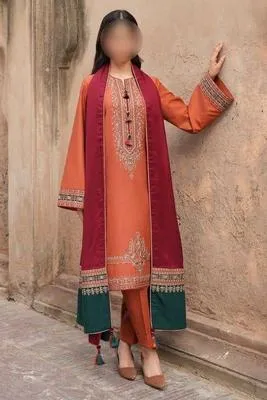Unstitched Embroidered Lawn Suit for Women Eid Wedding Festive