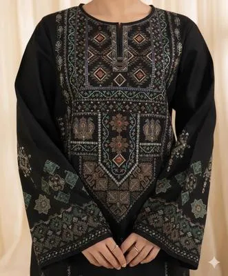 Black Embroidered 3-Piece Lawn Suit for Eid Wedding thumbnail 2