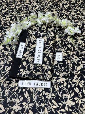 2 Pcs Women's Unstitched Lawn Digital Print Suit thumbnail 2