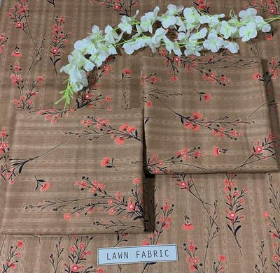2 Pcs Women's Unstitched Lawn 3-D Block Printed Suit