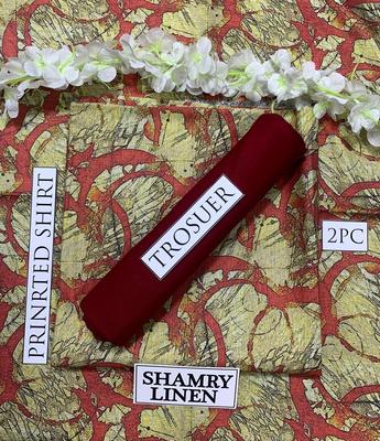 2 Pcs Women's Unstitched Linen Digital Print Suit