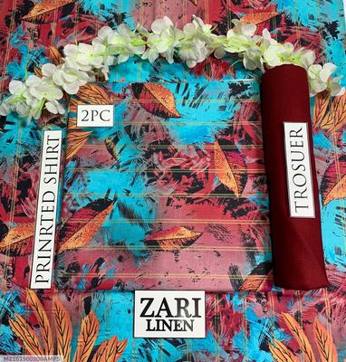 2 Pcs Women's Unstitched Linen Digital Print Suit thumbnail 3