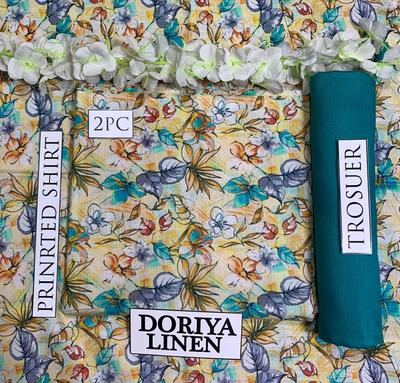 2 Pcs Women's Unstitched Linen Digital Print Suit thumbnail 2
