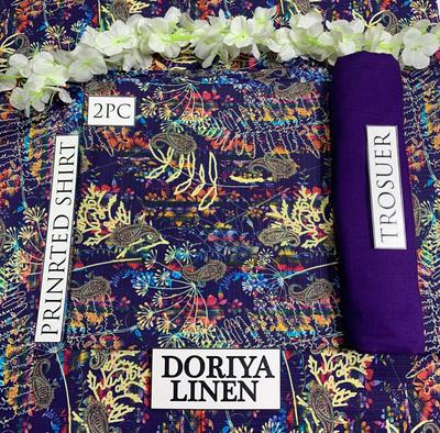 2 Pcs Women's Unstitched Linen Digital Print Suit