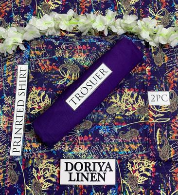 2 Pcs Women's Unstitched Linen Digital Print Suit thumbnail 2