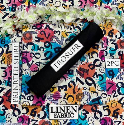 2 Pcs Women's Unstitched Linen Digital Print Suit thumbnail 3