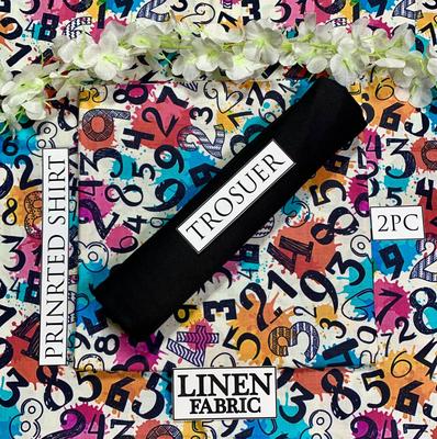 2 Pcs Women's Unstitched Linen Digital Print Suit