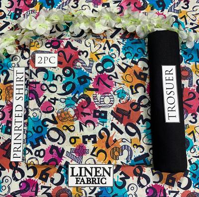 2 Pcs Women's Unstitched Linen Digital Print Suit thumbnail 2