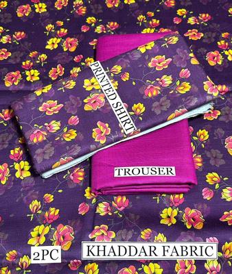 2 Pcs Women's Unstitched Khaddar Digital Print Suit