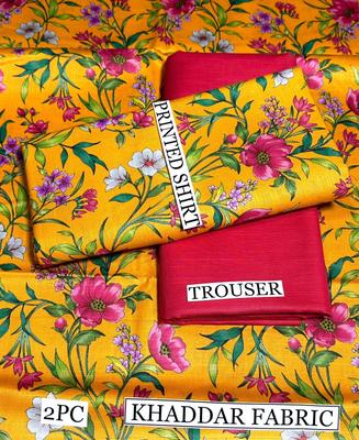 2 Pcs Women's Unstitched Khaddar Digital Print Suit