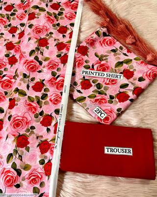 2 Pcs Women's Unstitched Digital Print Suit thumbnail 3