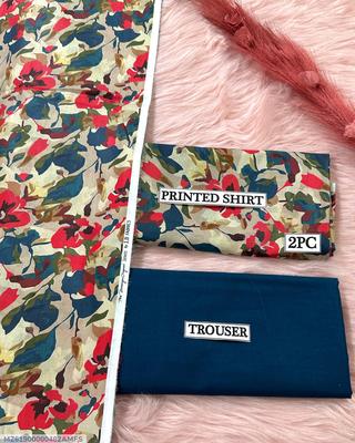 2 Pcs Women's Unstitched Digital Print Suit thumbnail 3