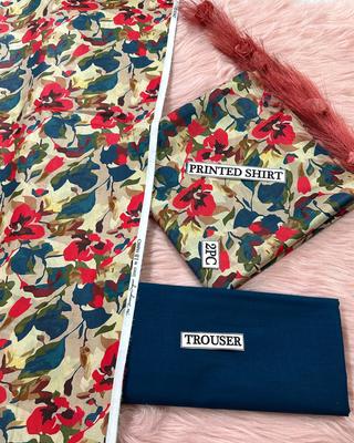 2 Pcs Women's Unstitched Digital Print Suit thumbnail 2