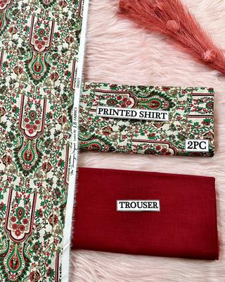 2 Pcs Women's Unstitched Digital Print Suit