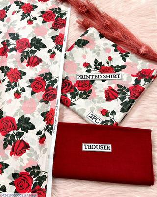 2 Pcs Women's Unstitched Digital Print Suit thumbnail 3