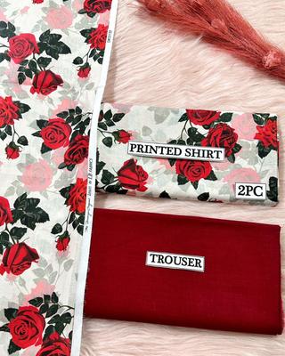 2 Pcs Women's Unstitched Digital Print Suit thumbnail 2