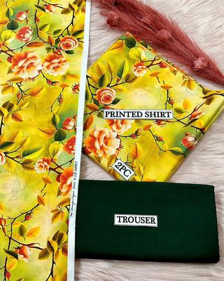 2 Pcs Women's Unstitched Digital Print Suit