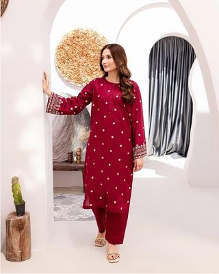 2 Pcs Women's Unstitched Embroidered Suit