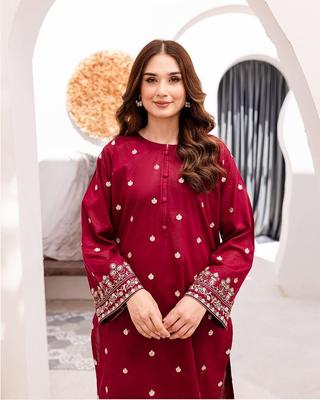 2 Pcs Women's Unstitched Embroidered Suit thumbnail 2