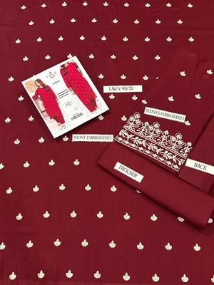 2 Pcs Women's Unstitched Embroidered Suit thumbnail 3