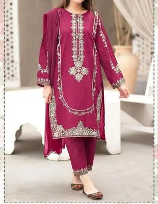 2 Pcs Women's Unstitched Embroidered Suit