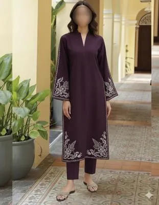 2 Pcs Women's Unstitched Embroidered Suit