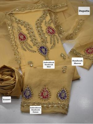 3 Pcs Women's Unstitched Organza Embroidered Suit