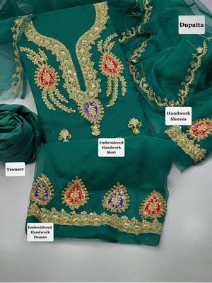 3 Pcs Women's Unstitched Organza Embroidered Suit