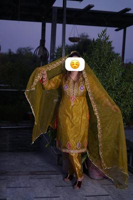 3 Pcs Women's Unstitched Organza Hand Embroidered Suit