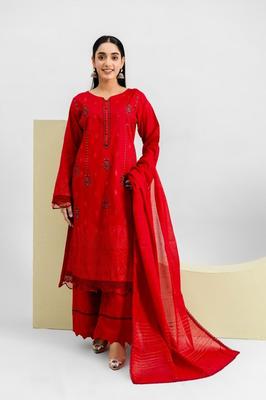 Women's Stunning Embroidered Lawn Suit - 3 Pcs
