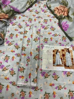 3 Pcs Women's Unstitched Digital Print Suit thumbnail 3