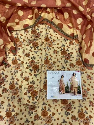 3 Pcs Women's Unstitched Digital Print Suit thumbnail 3