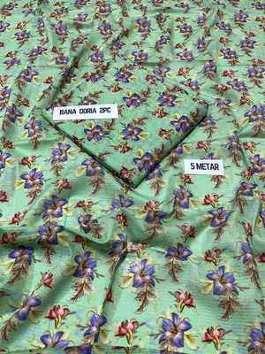 Stylish Green Lawn Suit with Digital Print - 2 Pcs Set thumbnail 2