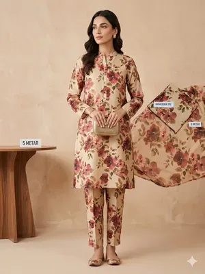 Stylish Multicolor Lawn Suit - 2 Pcs Digital Print Ensemble thumbnail 1