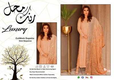 3 Pcs Women's Unstitched Sequins Embroidered Suit