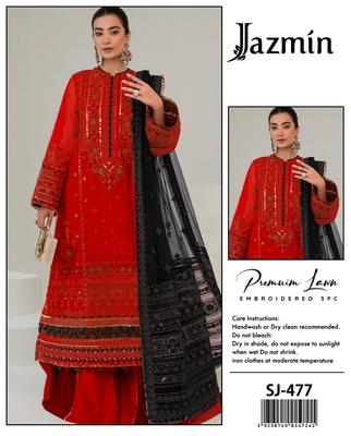 3 Pcs Women's Unstitched Embroidered Suit