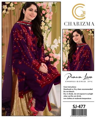 3 Pcs Women's Unstitched Embroidered Suit